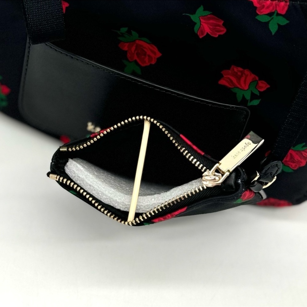 Kate Spade Chelsea Rose Toss Crossbody Bag & Coin Purse Black Multi Rose - Picture 10 of 12